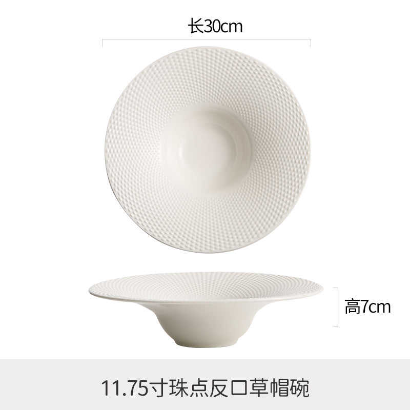 Byron ceramic western dinner plate - premium hotel steak plate - hotel tableware embossed feature plate - dinner plate