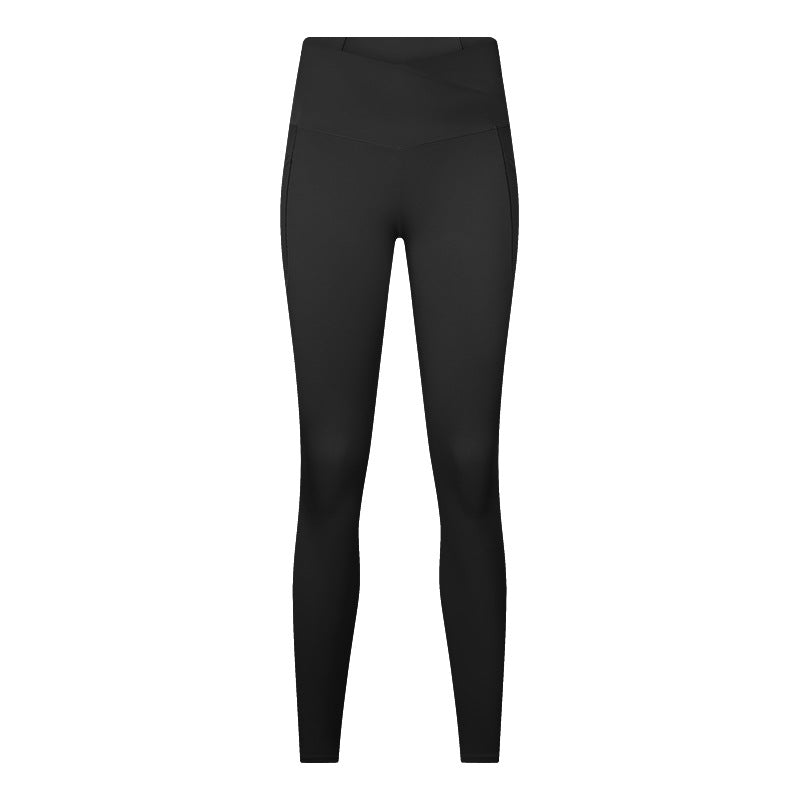 European and american new style criss-cross waistband women's sports leggings - seamless, high-stretch, butt-lifting, cropped yoga pants dl199