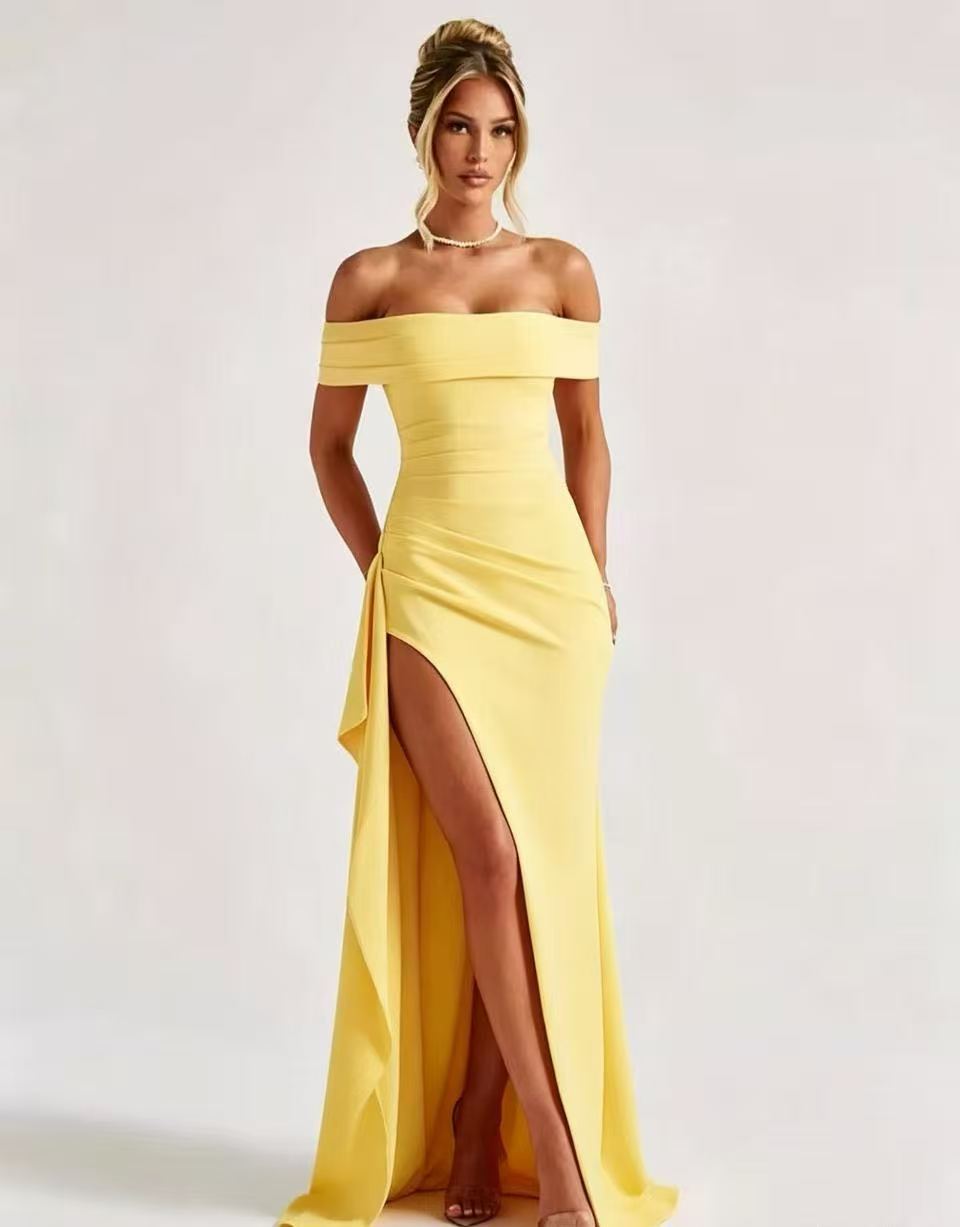 fashionexport women's clothing  spring sexy one shoulder elegant elegance party dress slit dress