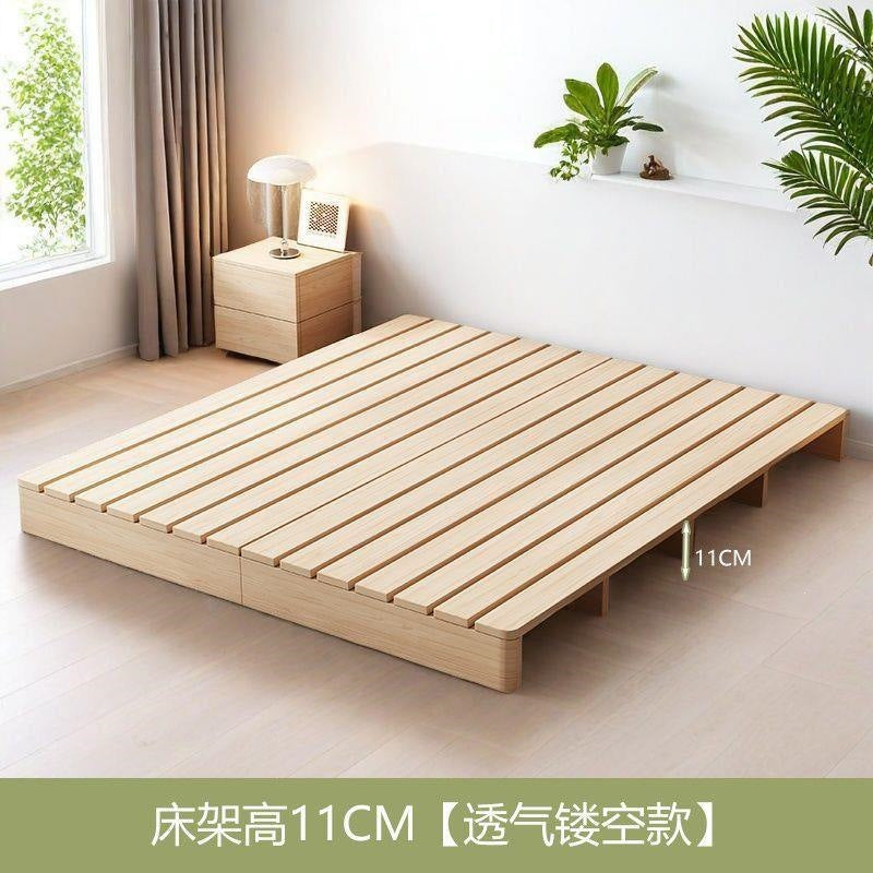 All solid wood tatami simple rental room casual modern single and double bed b&b hotel floor-standing bedside bed frame