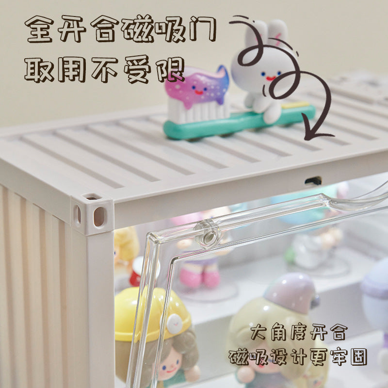 Doll figure blind box transparent dust-proof container storage box dust-proof cabinet household display rack wholesale small with light
