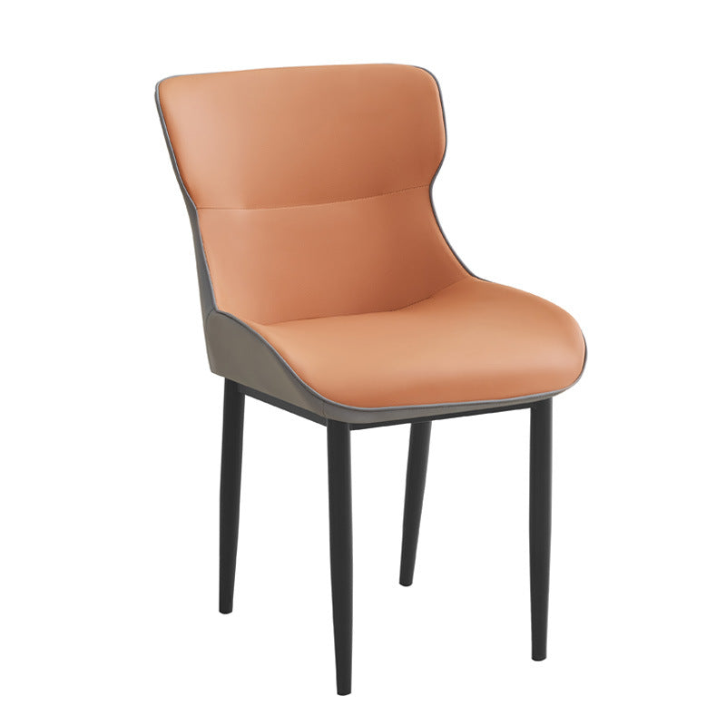 Leather light luxury dining chair - direct from the manufacturer. carbon steel frame, casual chair, customizable in multiple colors, ideal for hotel reception areas