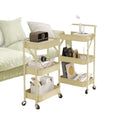 All-carbon steel foldable, no-assembly storage cart - mobile trolley for bathroom, kitchen, and snack storage