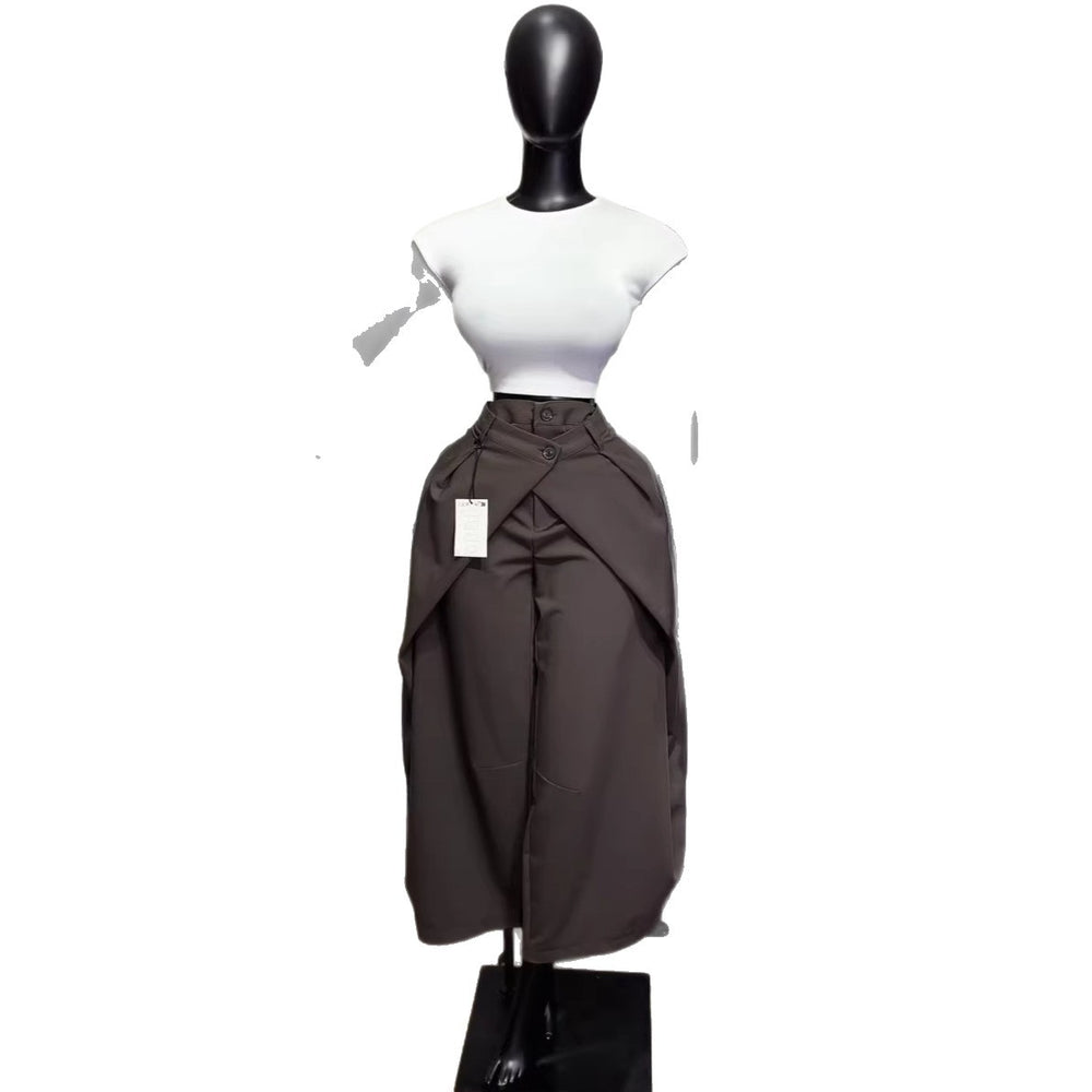 European and american cross-border women's fashion:  summer new arrivals - high-waisted, slimming, wide-leg casual pants with a designer drape and suit pant style