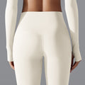 New solid color seamless underwear double-sided nylon long sleeve activewear yoga set - high elasticity, tight fit, anti-odor gym & yoga apparel