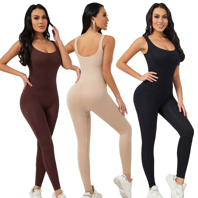 Yoga wear fitness one-piece fitness wear backless hip lift slimming look pants women's sports body training air wholesale