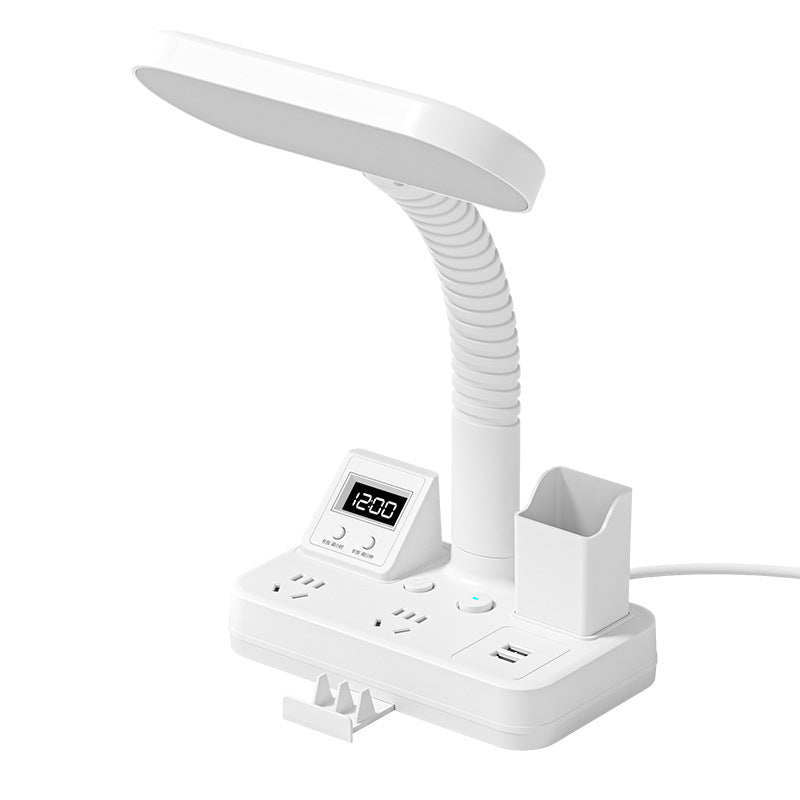 Led multifunctional time display desk lamp - bedroom study reading bedside lamp - eye protection socket usb home dorm room