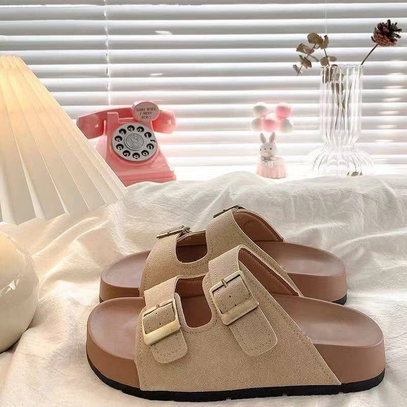 New arrivalclassy retro birkenstock slippers women's summer outwearsummerfashion sandals thick sole beach sandals