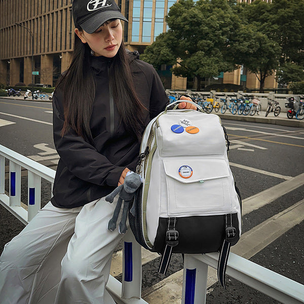 Trendy brand backpack men's simple large-capacity travel backpack casual Japanese junior high school student high school student schoolbag