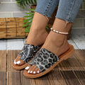Exportplus size beach slippers for women  summer new arrival toe leopard print outwear soft bottom women's sandals slippers
