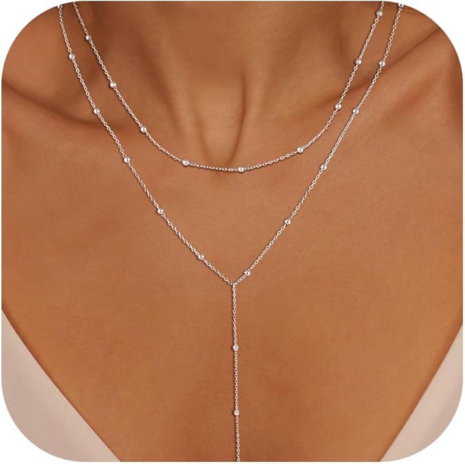 Fashion cross-border new arrivalcasual lasso long necklace fashion copper clavicle chain y-shaped pendant necklace beaded necklace
