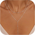 Fashion cross-border new arrivalcasual lasso long necklace fashion copper clavicle chain y-shaped pendant necklace beaded necklace