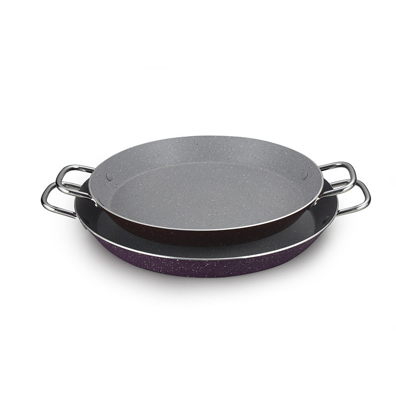Factory direct supply aluminum spanish seafood plate double ear flat bottom frying pan lobster barbecue plate medical stone double ear pot