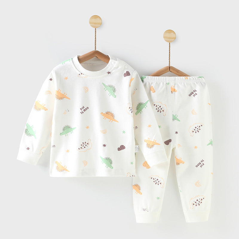 Wholesale autumn/winter baby thermal underwear sets for boys and girls, pure cotton newborn infant home wear - dropshipping available