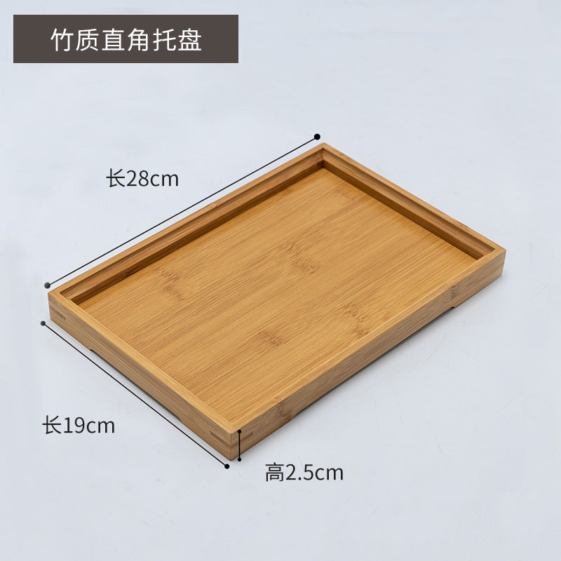 Accessible luxury retro nanzhu tea tray tray bamboo commercial rectangular tea tray pastry handle bbq serving plate