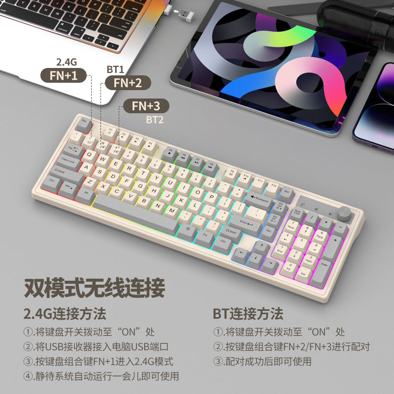 Viper k98 bluetooth wireless dual-mode keyboard - mechanical feel, desktop pc, laptop, office & business, backlit keys