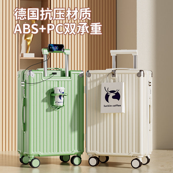 Suitcase trolley case female 2024 new student large capacity advanced sense zipper boarding travel password leather case male