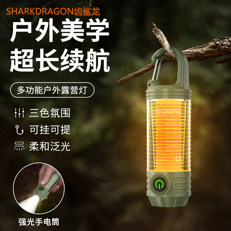 Cross-border new LED camping light Type-C rechargeable outdoor portable camping tent light multi-function flashlight