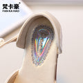 Vancahao niche design girls' rhinestone princess shoes,  spring/autumn new collection, kids' fashion pearl-embellished closed-toe sandals