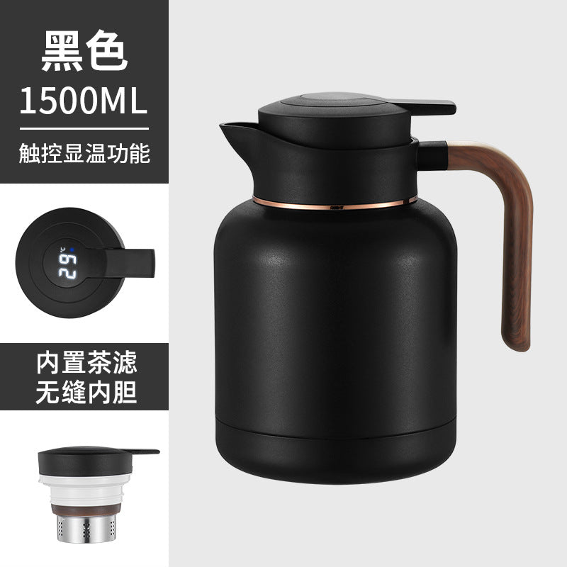 304 smart temperature display thermos stainless steel tea pot office tea pot with filter large capacity thermos flask