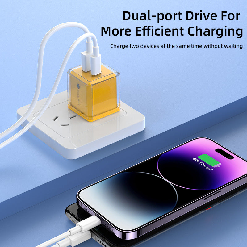 Big ice cube a+c macaron european, american and british mobile phone fast charging head qc3.0+pd20w dual-port cross-border supply