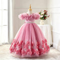 Girls' formal dress with 3d floral skirt - perfect for cross-border e-commerce, kids' princess dress, birthday parties, piano recitals, and runway shows