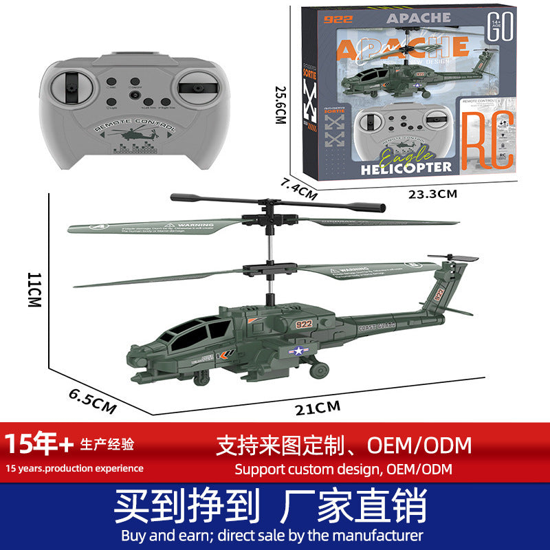Hot-selling toy airplane, cross-border new apache remote control helicopter with gyroscope, durable and armed toy model