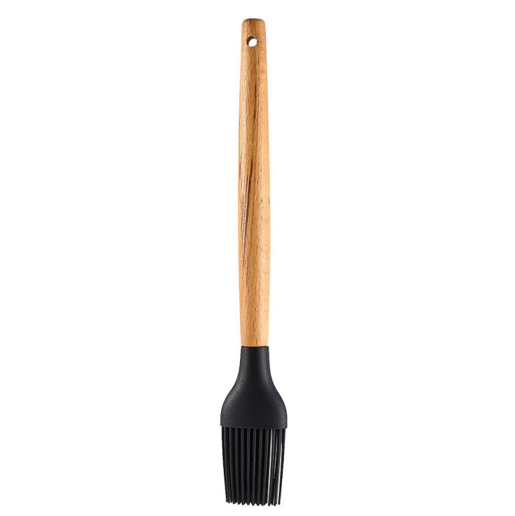 in stock silicone kitchenware for home non-stick pan cooking spatula baking colorful wooden handle kitchen supplies