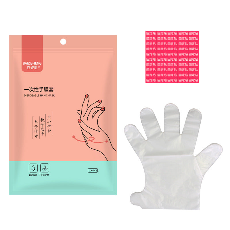 Ready-to-ship disposable hand mask sleeves, clear pe plastic gloves, diy hand care moisturizing gloves, hand mask sleeves, 100 pieces