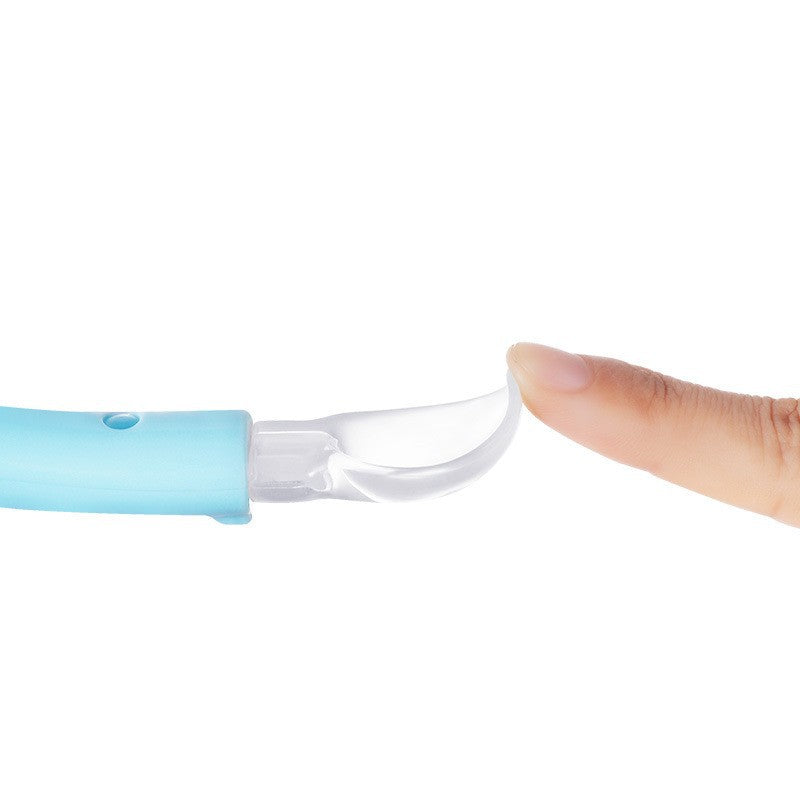 English card baby silicone spoon child feeding tableware complementary food spoon baby soft head spoon baby feeding spoon