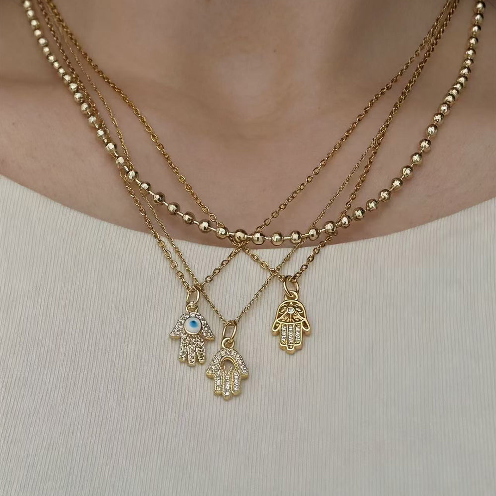 European and american cross-border devil's eye necklace exaggerated high-end sense of layering mysterious diamond-encrusted eyes palm clavicle chain accessories