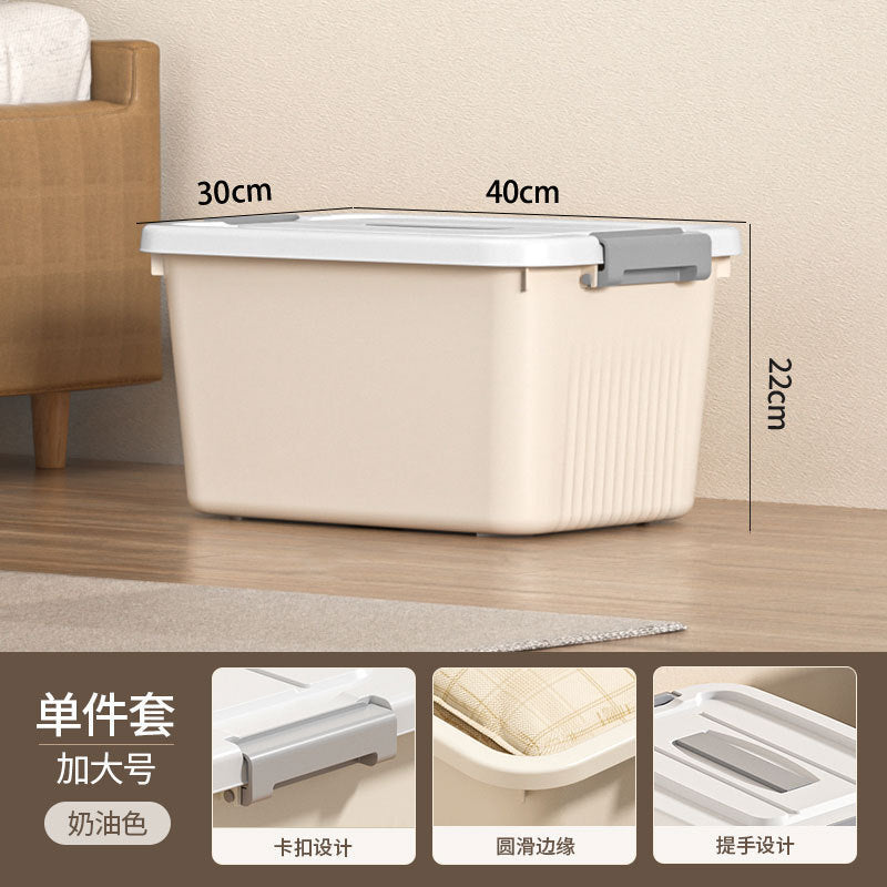 New Plastic Storage Box Cream Wind Large Capacity Extra Large Household Student Books Clothes Quilts Household Organizing Box