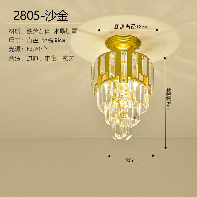 [Strict selection] American crystal small chandelier corridor decorative lighting entrance cloakroom ceiling modern LED light