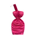 European and american style one-shoulder bandeau dress - women's summer sparkly slim-fit bodycon mini dress