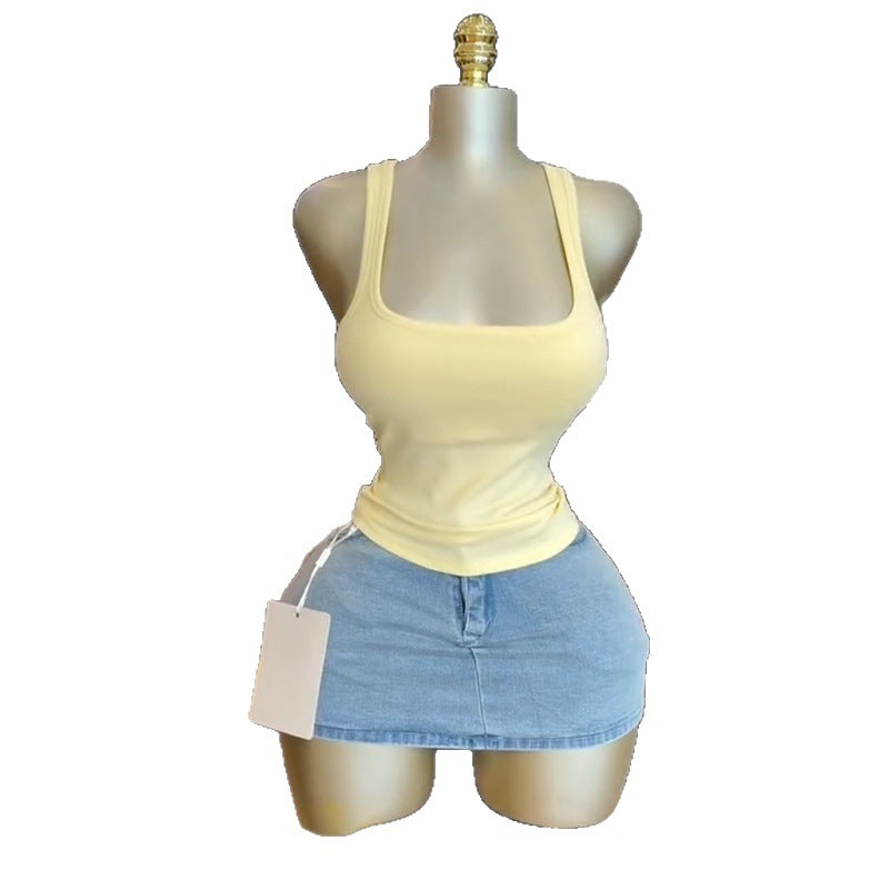 European and american cross-border women's summer  new arrival: elegant solid color slim-fit camisole tank top - perfect for layering