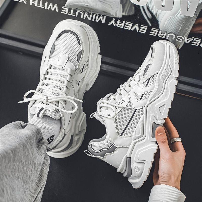 Men's winter breathable 2025 new trendy versatile youth sports casual chunky sole height increasing white dad shoes