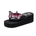 Shanjiao 2026new arrival 6cm beach flip flops hand-sewn embroideredcutefashionbows summer slippers