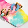 Women's flat square toe slippers sandals colorful vacation style chain ladies slippers fashionable elegant women's sandals