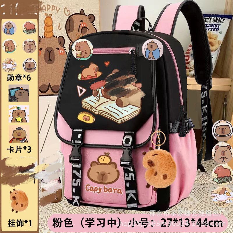 Primary school students' new Kapibara schoolbag boys and girls lightweight cartoon capybara large-capacity spine protection children's backpack