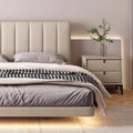 Floating bed modern casual master bedroom large bed classy genuine leather bed accessible luxury modern soft bag wedding bed sensor light suspended bed