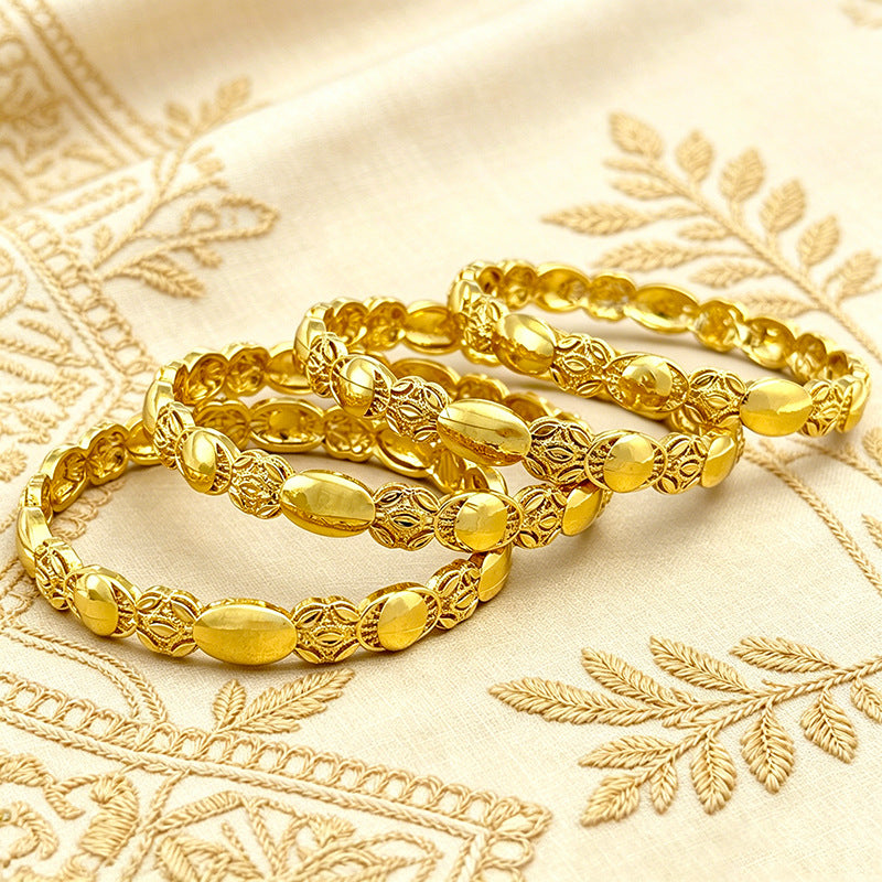Middle eastern dubai filigree gold-plated bangle, bridal oval bead gold sand bracelet - cross-border wholesale & dropshipping available