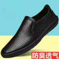 Special big salenew arrivalmen leather sandals summer breathable leather shoes middle-aged and elderly soft bottom dad hole shoes cut out