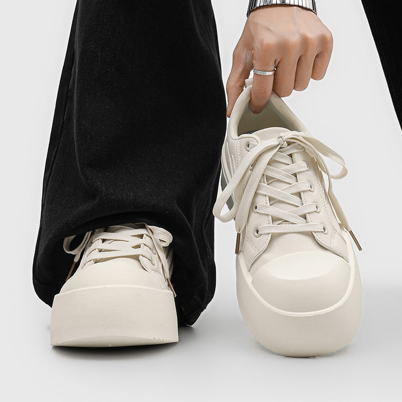 Mickey mouse big head derby shoes - men's spring breathable chunky sole height increasing athletic casual versatile sneakers - niche design leather shoes