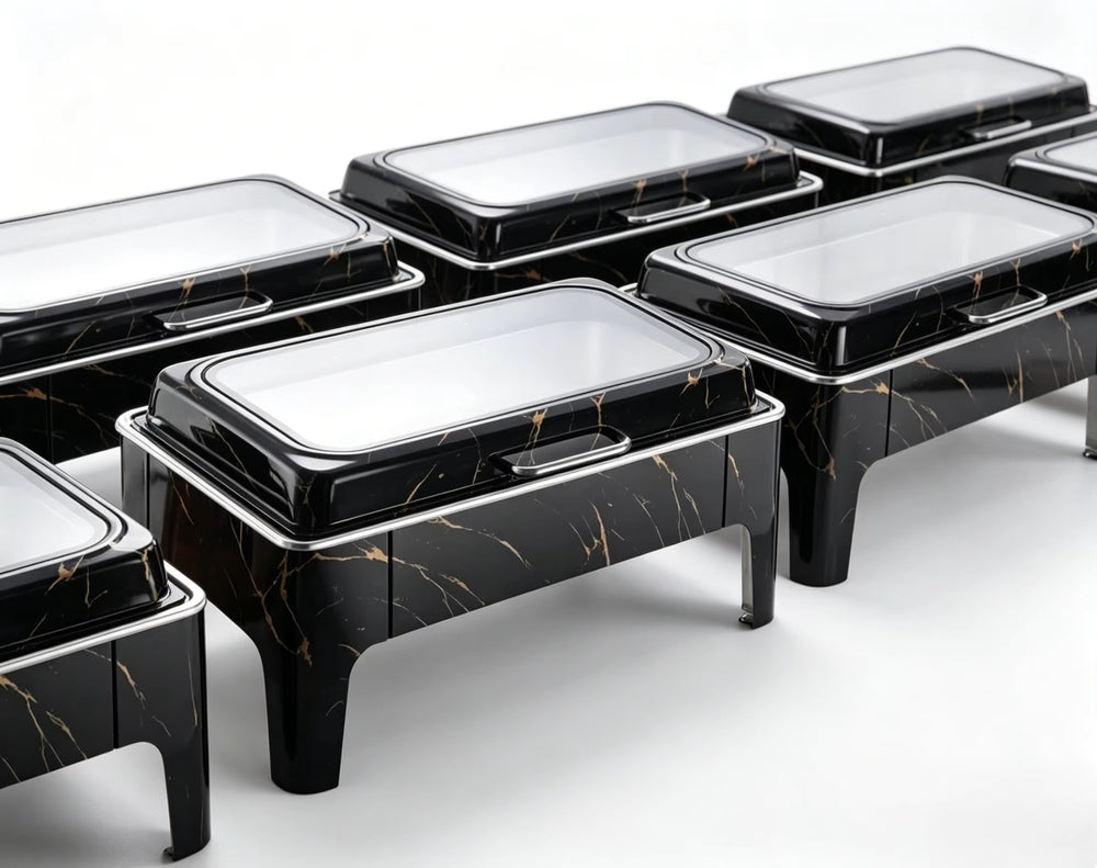 New stainless steel restaurant hotel wedding hydraulic marble insulated pot 9l fuel oil heated food warmer