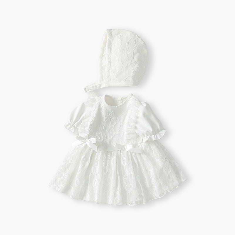 Girls' summer dress  new style baby girl formal dress hundred days celebration baby skirt white pleated girl princess dress