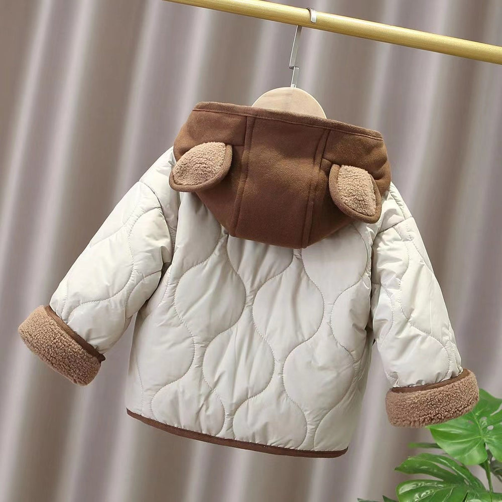 Baby girl fleece-lined cotton jacket - autumn/winter warm top, newborn cardigan, stylish & cute outfit for outdoor wear