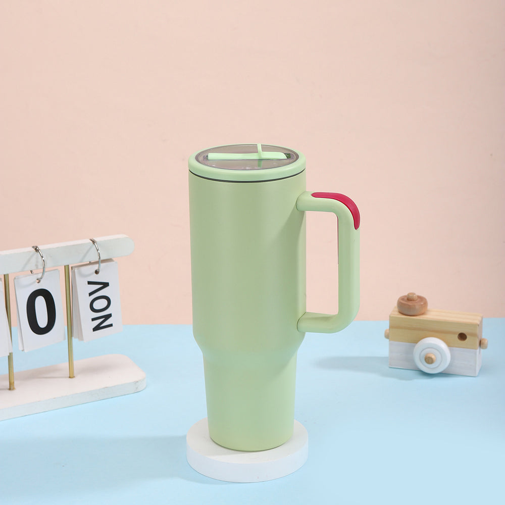 40oz fourth generation handle ice cup 304 stainless steel vacuum thermos cup portable foldable straw cup