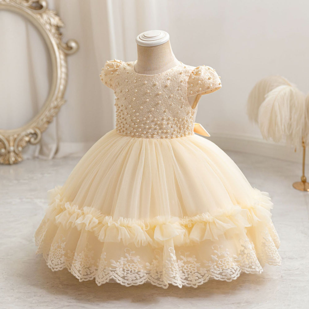Ready-to-ship wholesale girls' dresses, beaded tulle princess dresses, christmas party evening gowns, kids' dresses