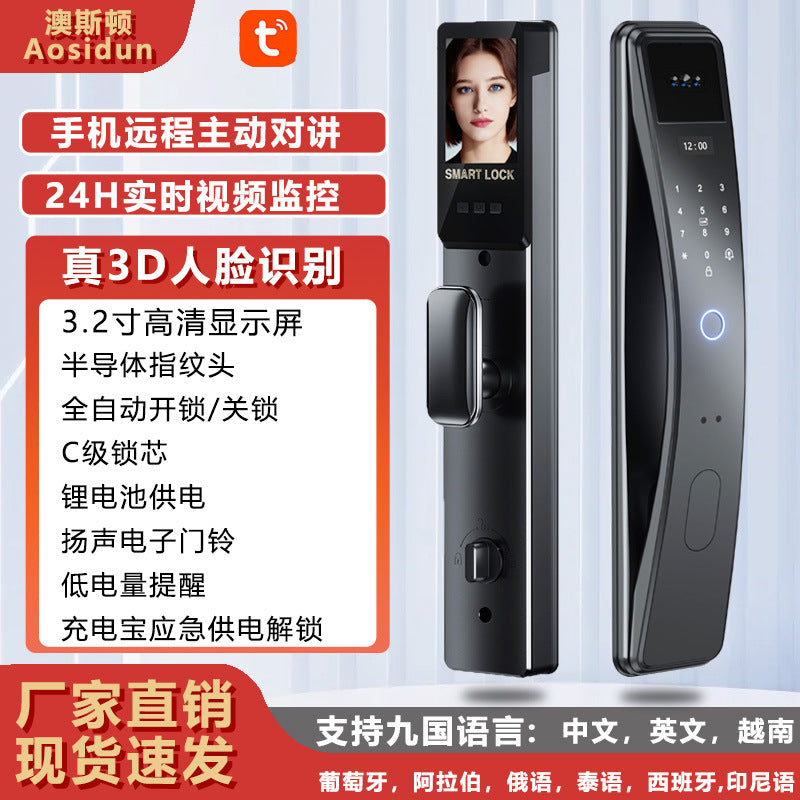 Face recognition smart fingerprint lock for home anti-theft door smart lock remote unlocking password lock electronic door lock in stock