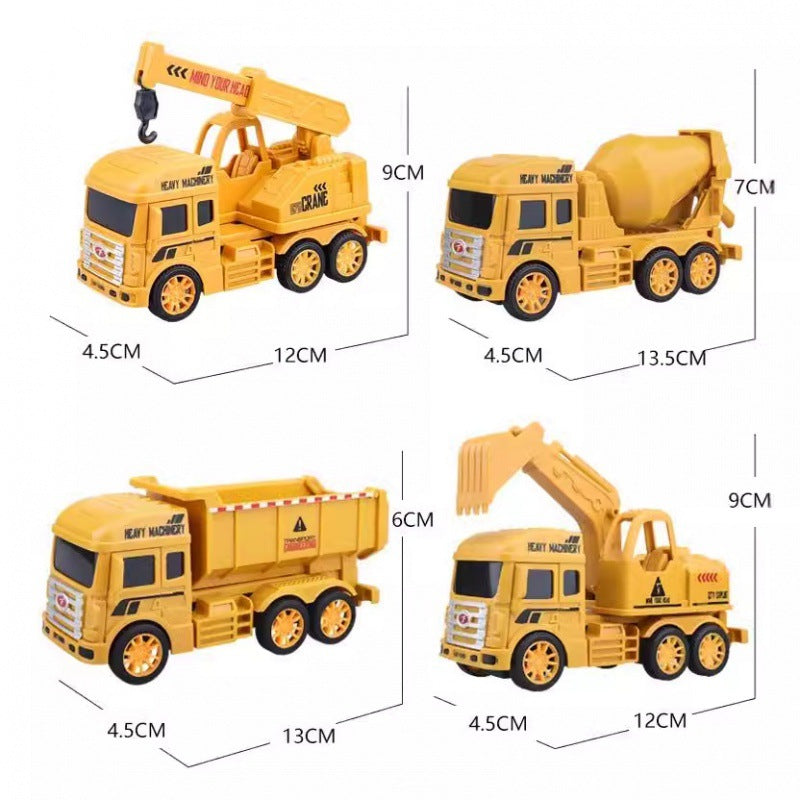 Boys' inertia pull-back excavator bulldozer construction vehicle set - excavator bulldozer toy car - kindergarten small gift toy